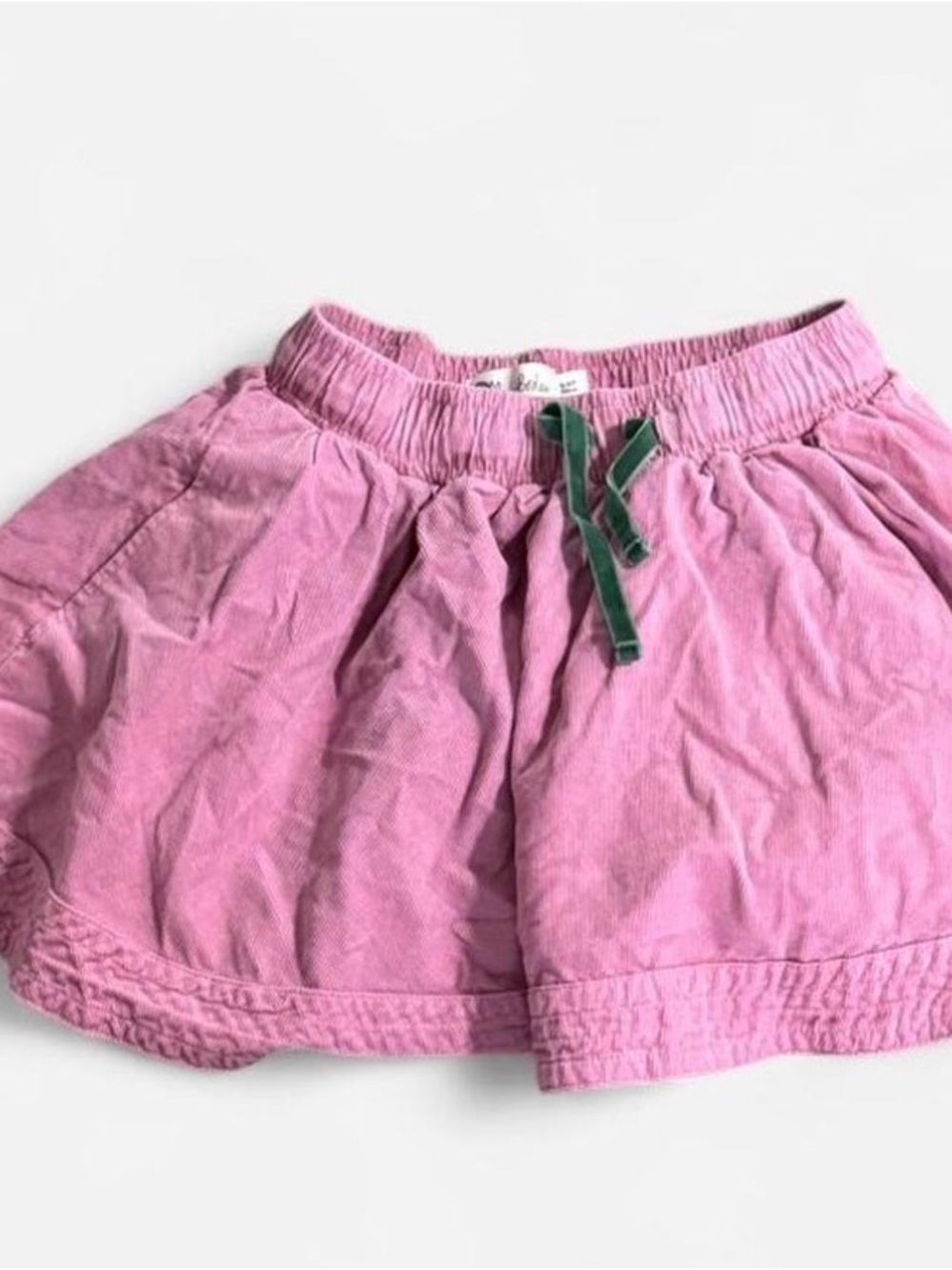 Mini Boden Girls Pink Skirt Green Bow Preppy School Holiday Size 5-6Y